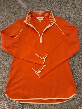 Bobby Jones Orange Quarter-Zip Pullover with Cream Trim